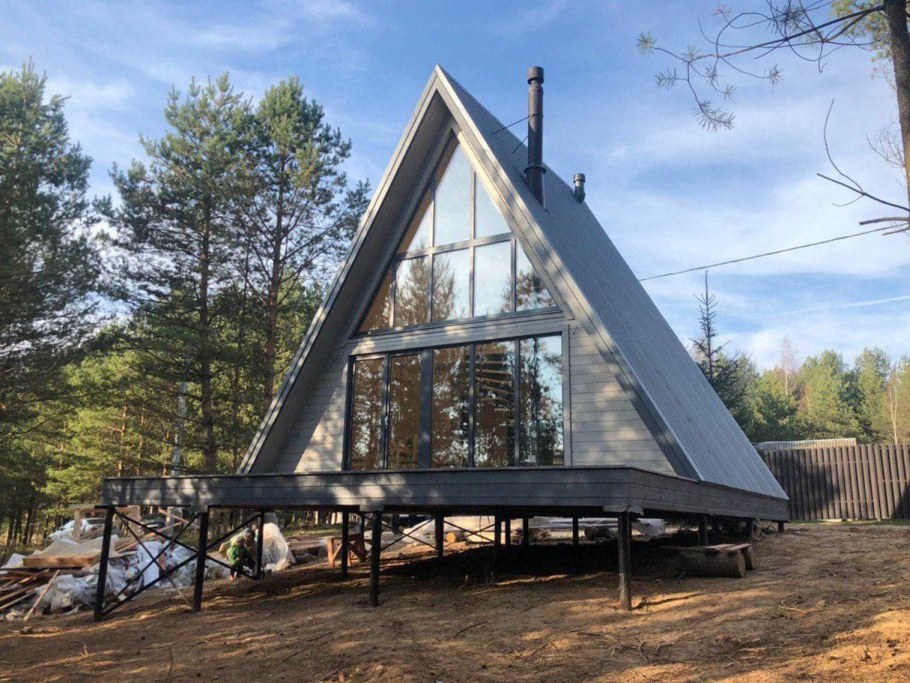 Дом а фрейм шалаш стройка