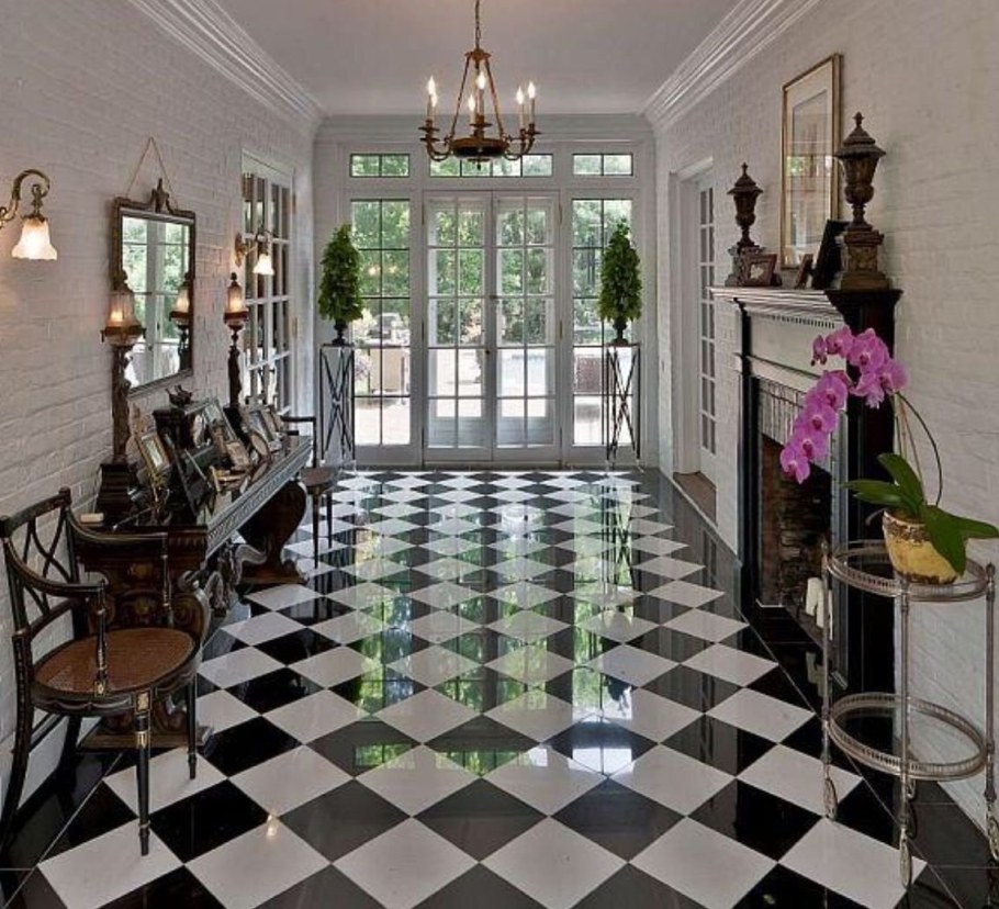 Шахматная плитка в интерьере