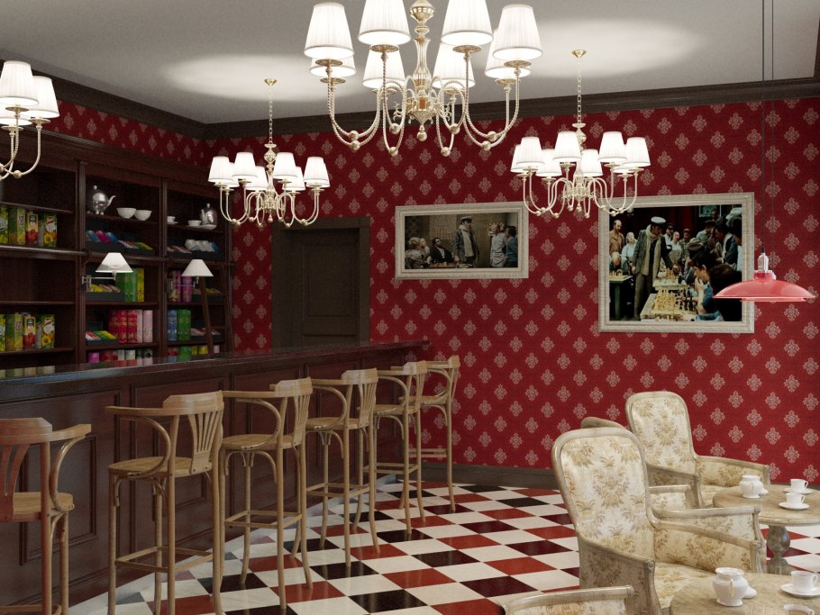 Интерьер шахматы кафе