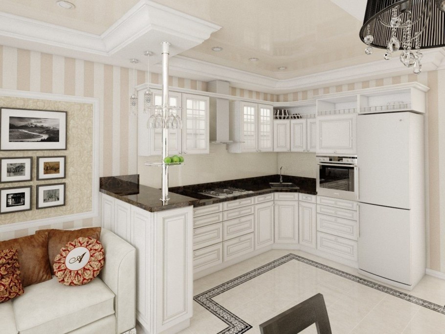 Кухня гостиная с угловой кухней