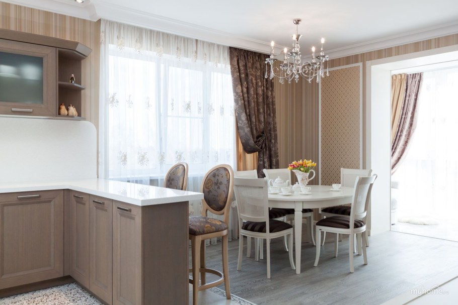 Угловая кухня гостиная