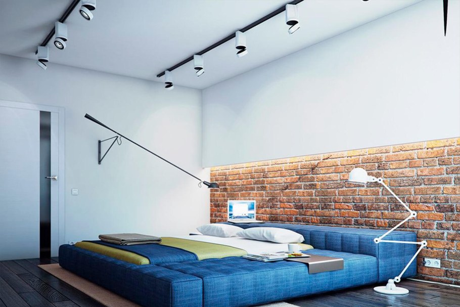 Освещение в комнате в стиле лофт