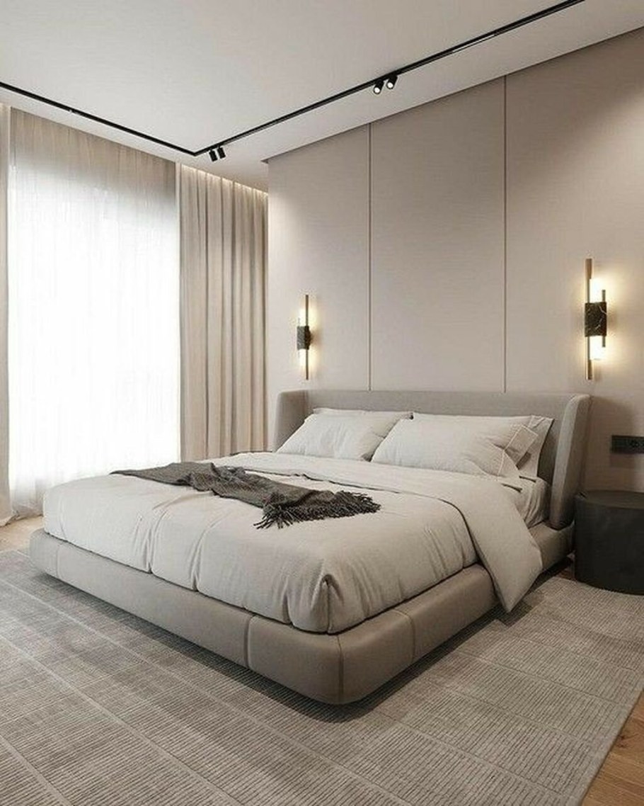 Трековое освещение в спальне