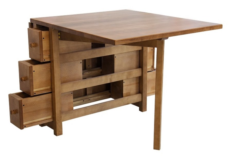 Стол-книжка Баттерфляй с ящиками из массива дерева