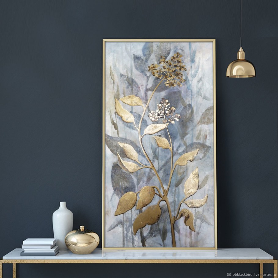Интерьерные картины с золотой поталью