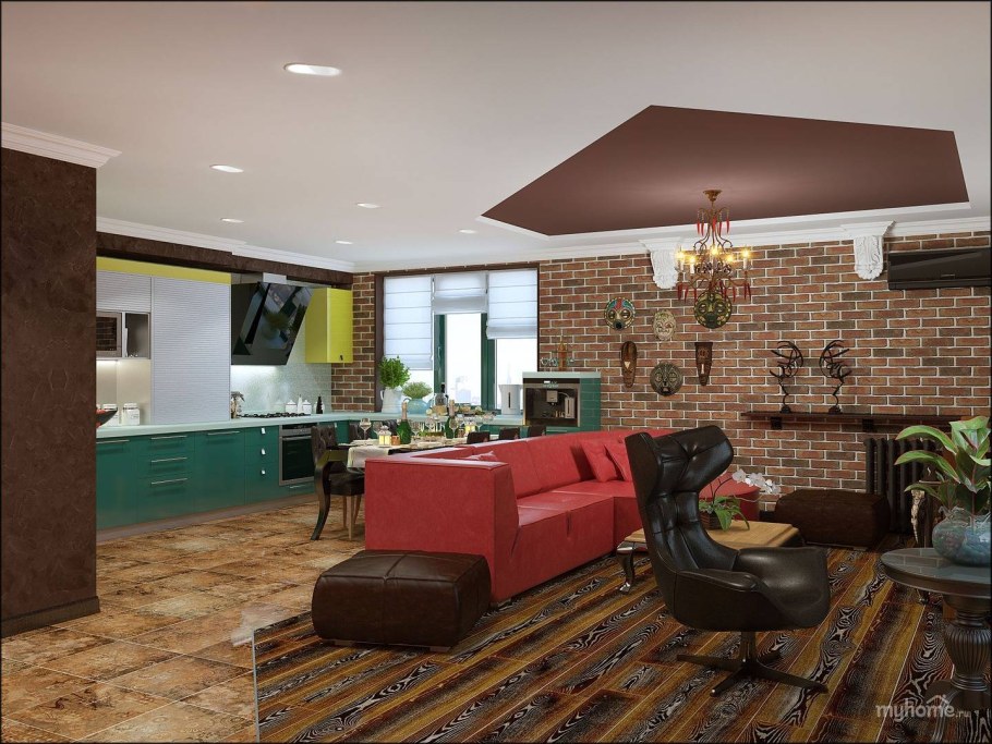 Кухня-гостиная в стиле Фьюжн