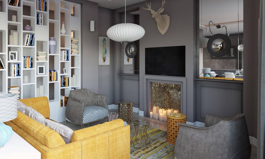 Интерьер гостиной в стиле Фьюжн