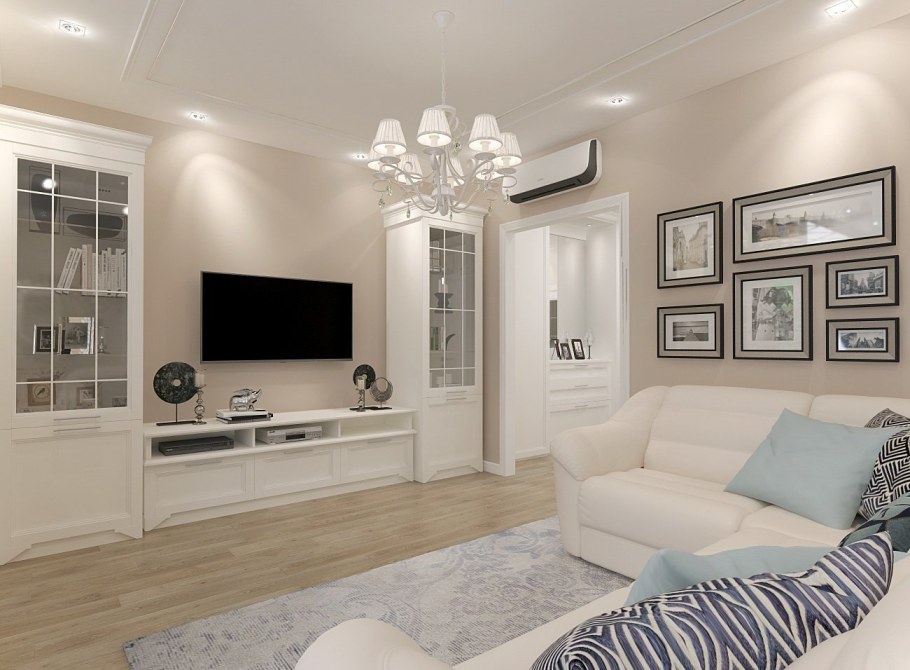 Гостиная 17 кв м в стиле Неоклассика