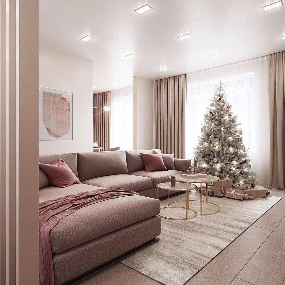 Кухни гостиные в нюдовых тонах