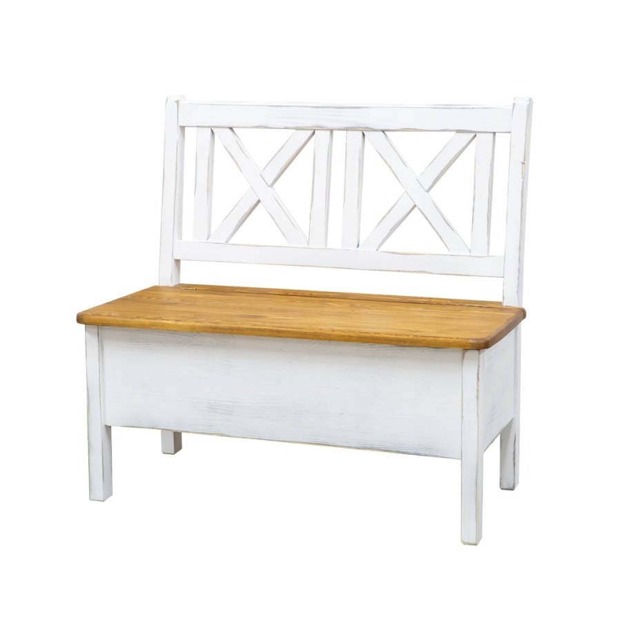 Скамейка белая деревянная с ящиком TC-9446