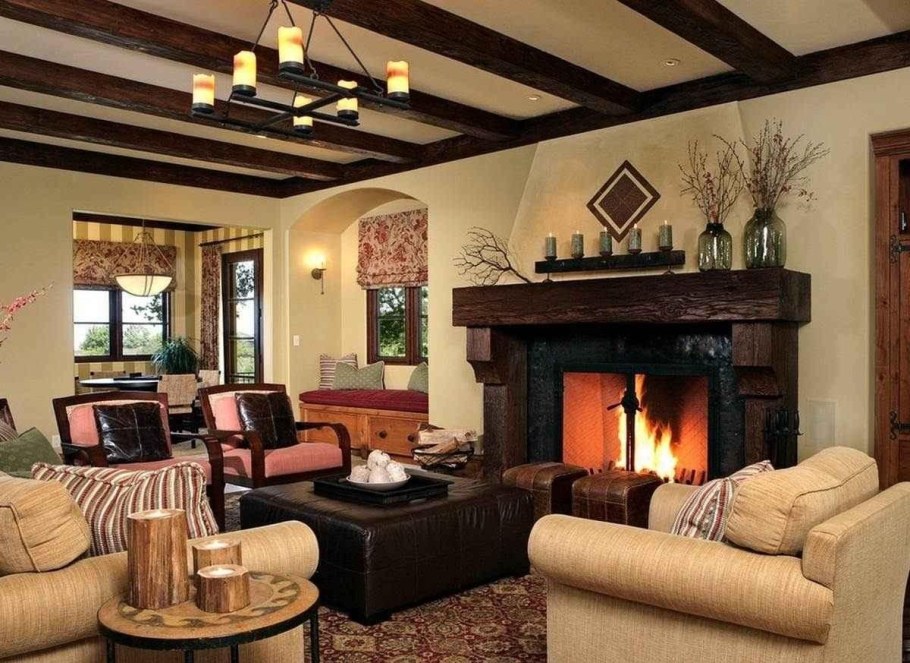 Камины в интерьере гостиной