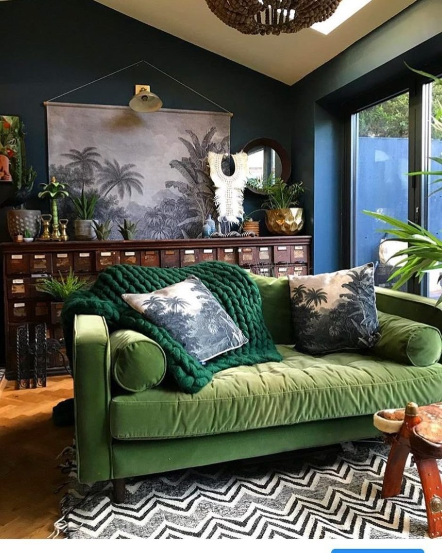 Гостиная в зеленых тонах