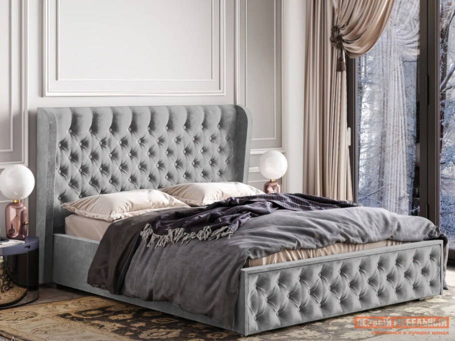 Кровать 160 Эмилия велюр Antonio grafit