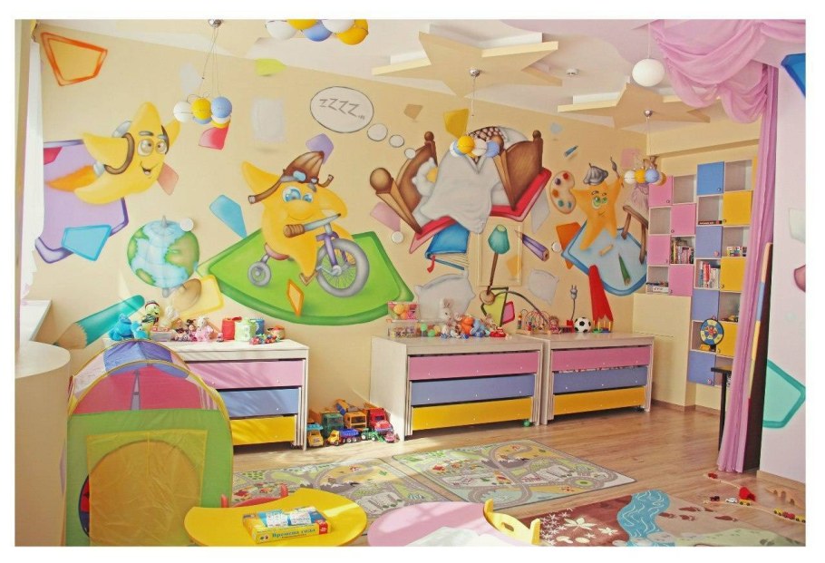 Дизайн стен в детском саду в группе