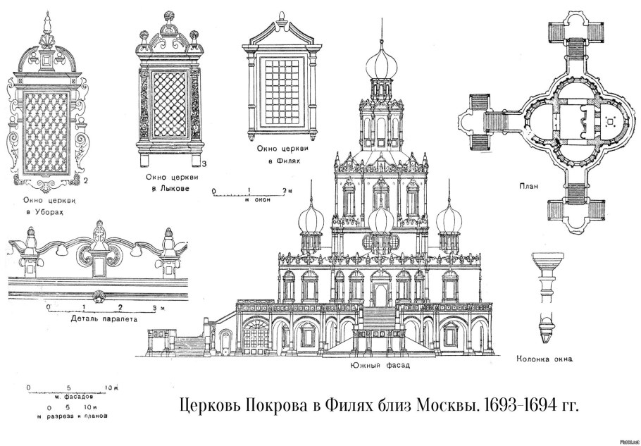 Церковь Покрова в Филях чертежи