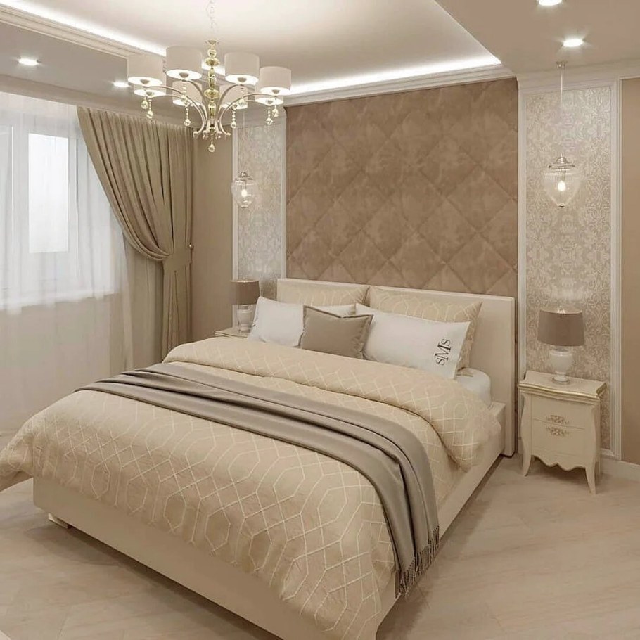 Спальняв бежевых тонпах