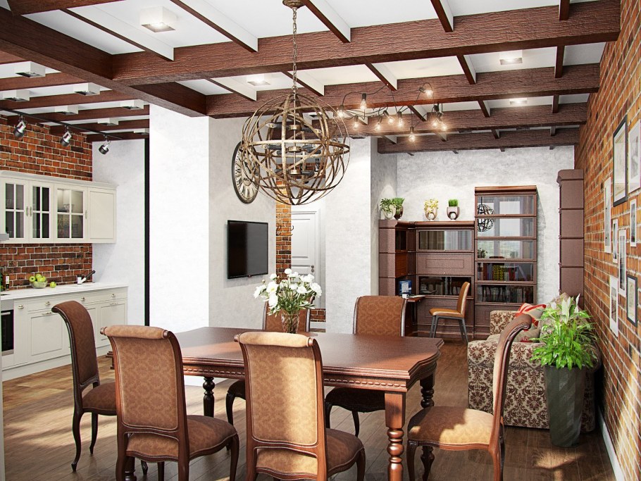 Фальшбалки на потолке лофт