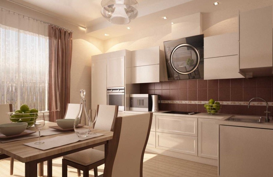 Кухня в коричневых тонах