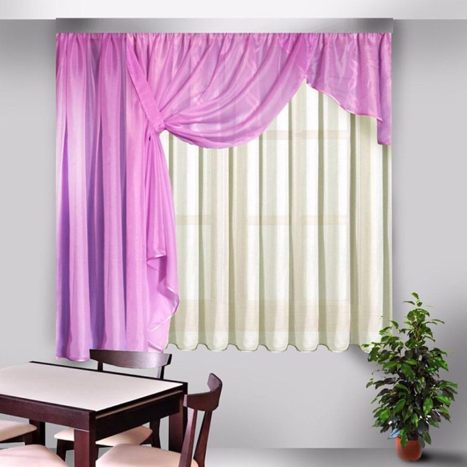 Двухцветная тюль на кухню