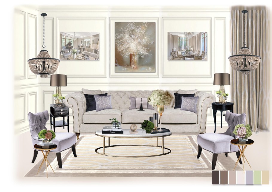 Коллаж гостиной в классическом стиле