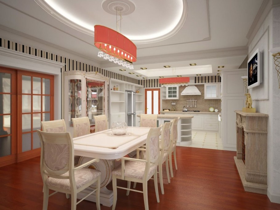 Столовая интерьер в частном доме