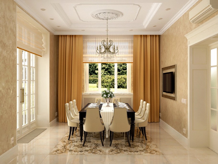 Интерьер кухни-столовой в частном доме