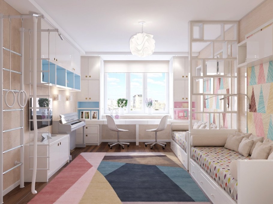 Планировка комнаты для 2 девочек