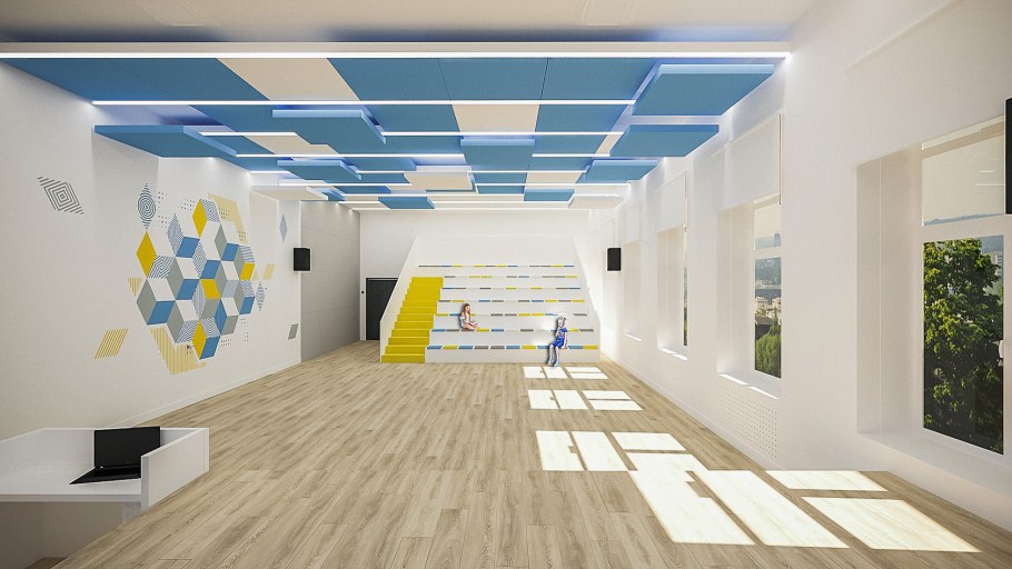 Интерьер вестибюля школы