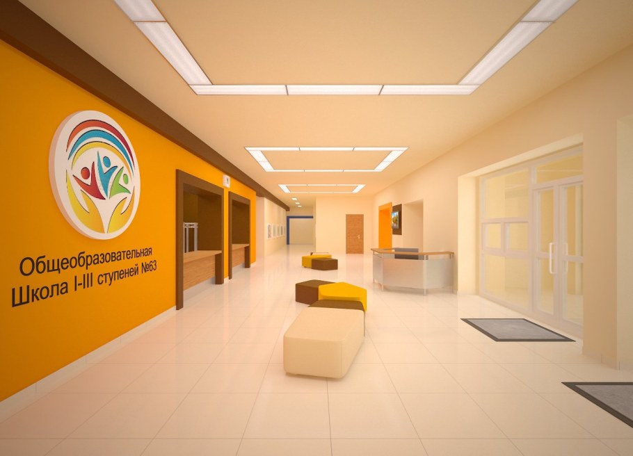 Интерьер фойе школы