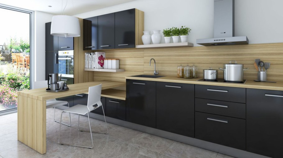 Кухня дуб Галифакс черный графит