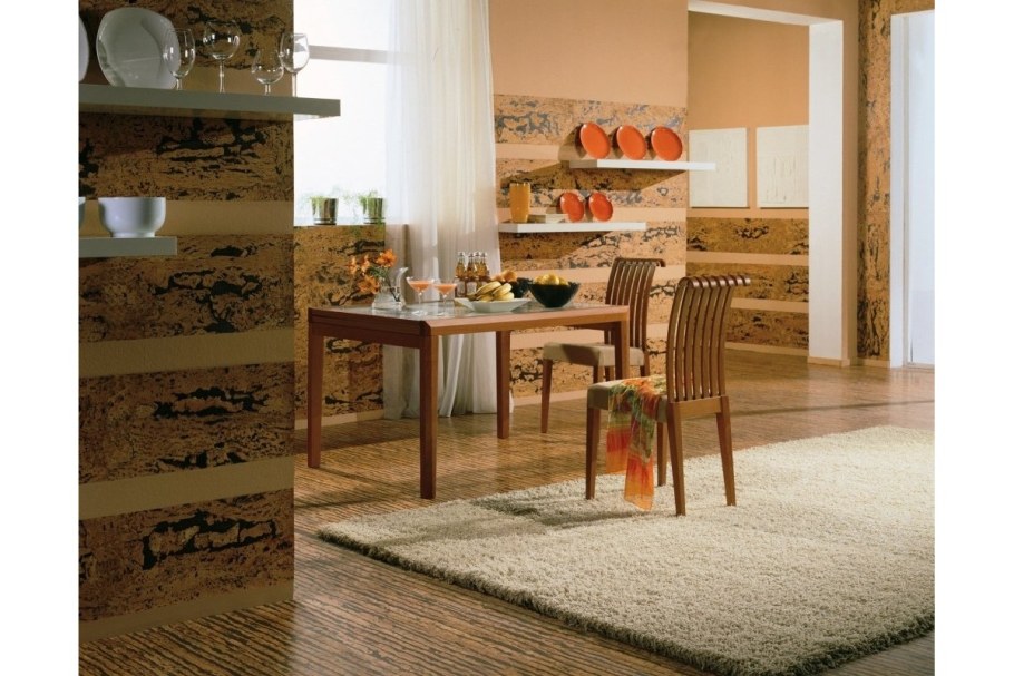 Пробковое настенное покрытие в интерьере