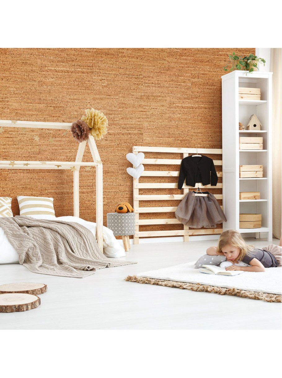 Пробковое настенное покрытие в интерьере