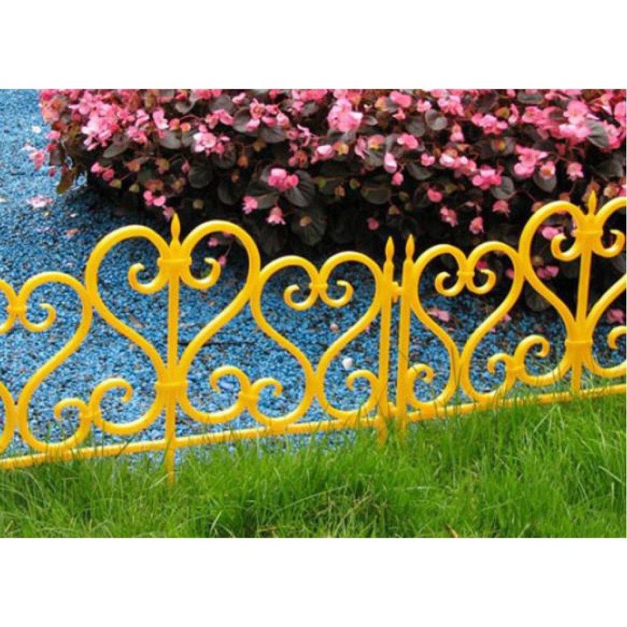 Ограждение садовое декоративное «ажурное» цвет жёлтый