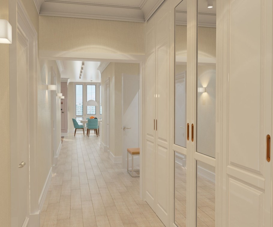 Интерьер коридора в светлых тонах