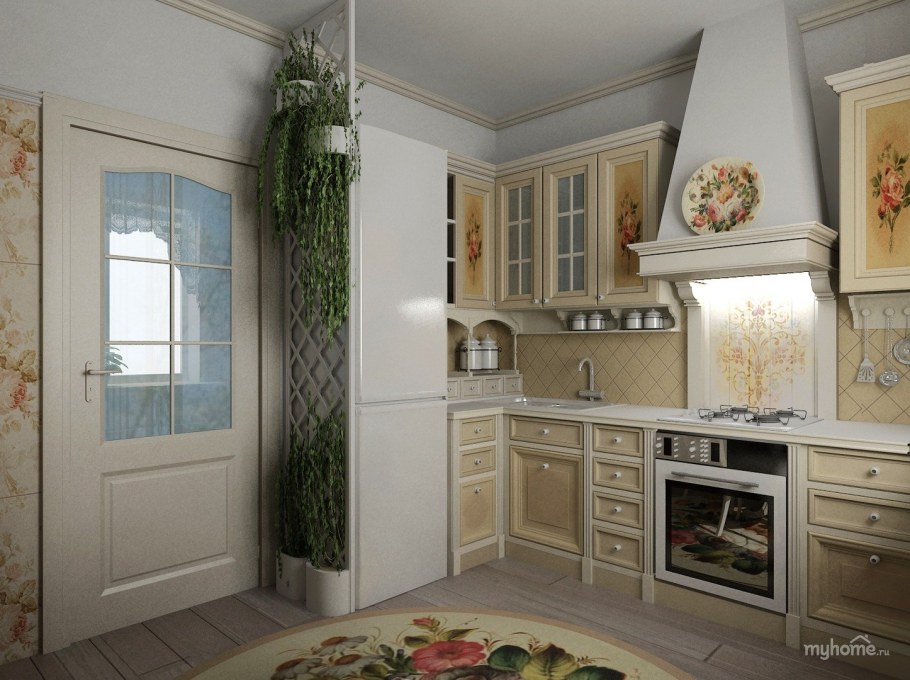 Кухня в стиле Прованс в малогабаритной