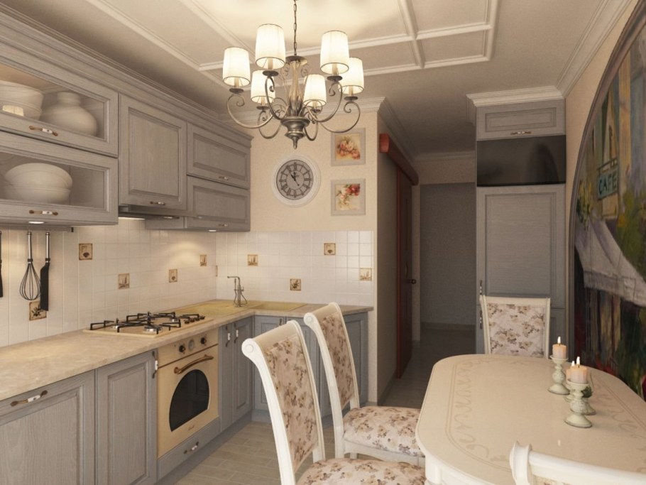 Интерьер кухни 9м2 Прованс