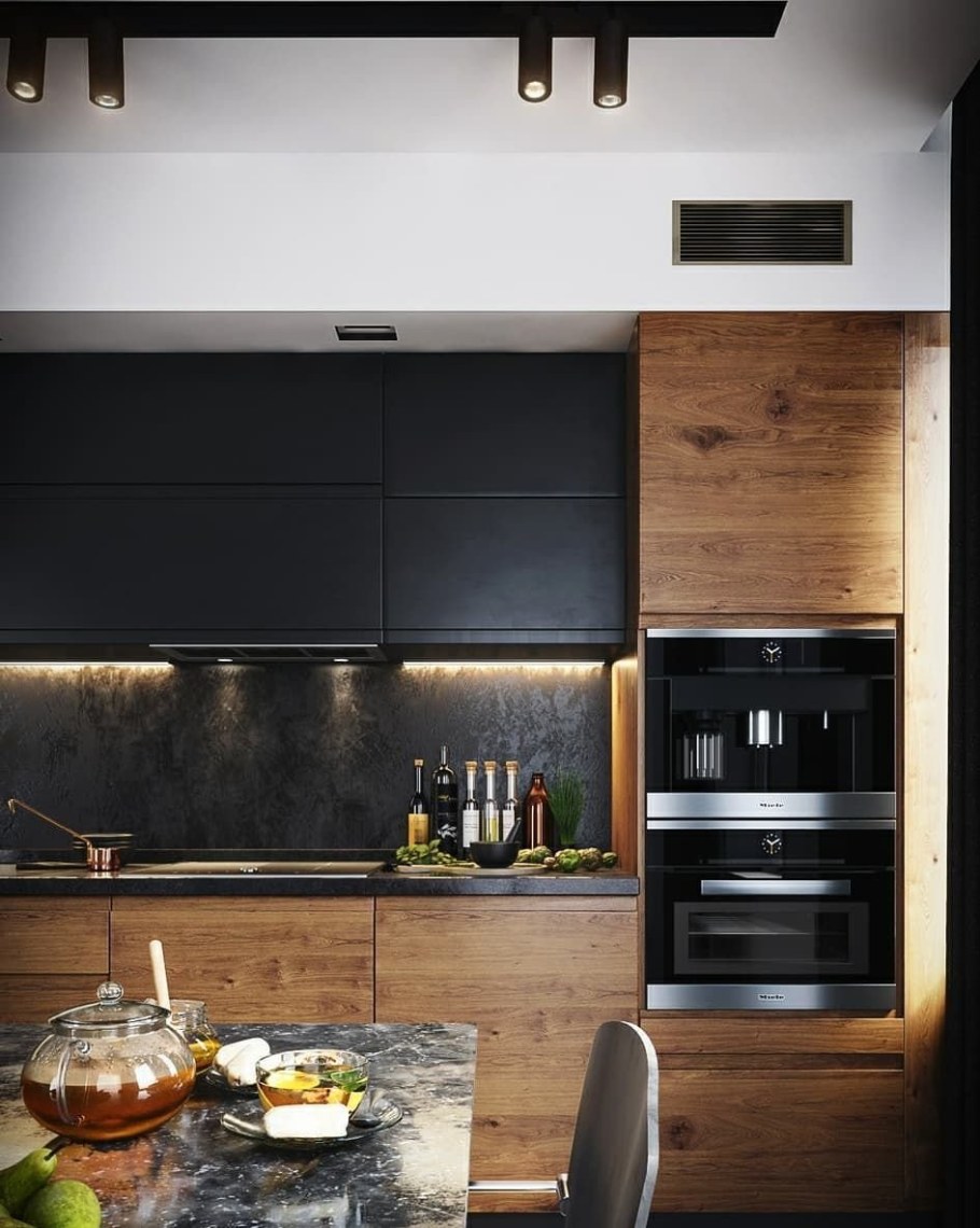 Темная кухня лофт