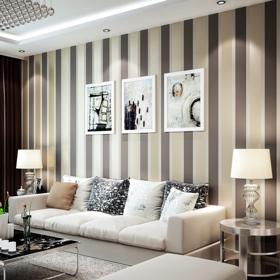 Обои в полоску в интерьере