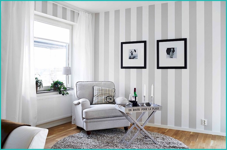 Обои в полоску в интерьере