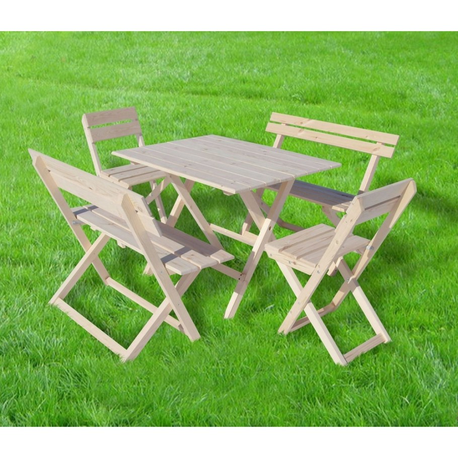 Комплект садовой мебели(стол складной + 2 стула), дерево дуб