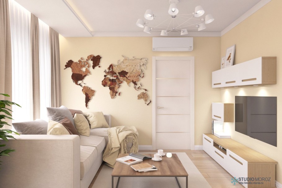 Гостиная в ванильном цвете