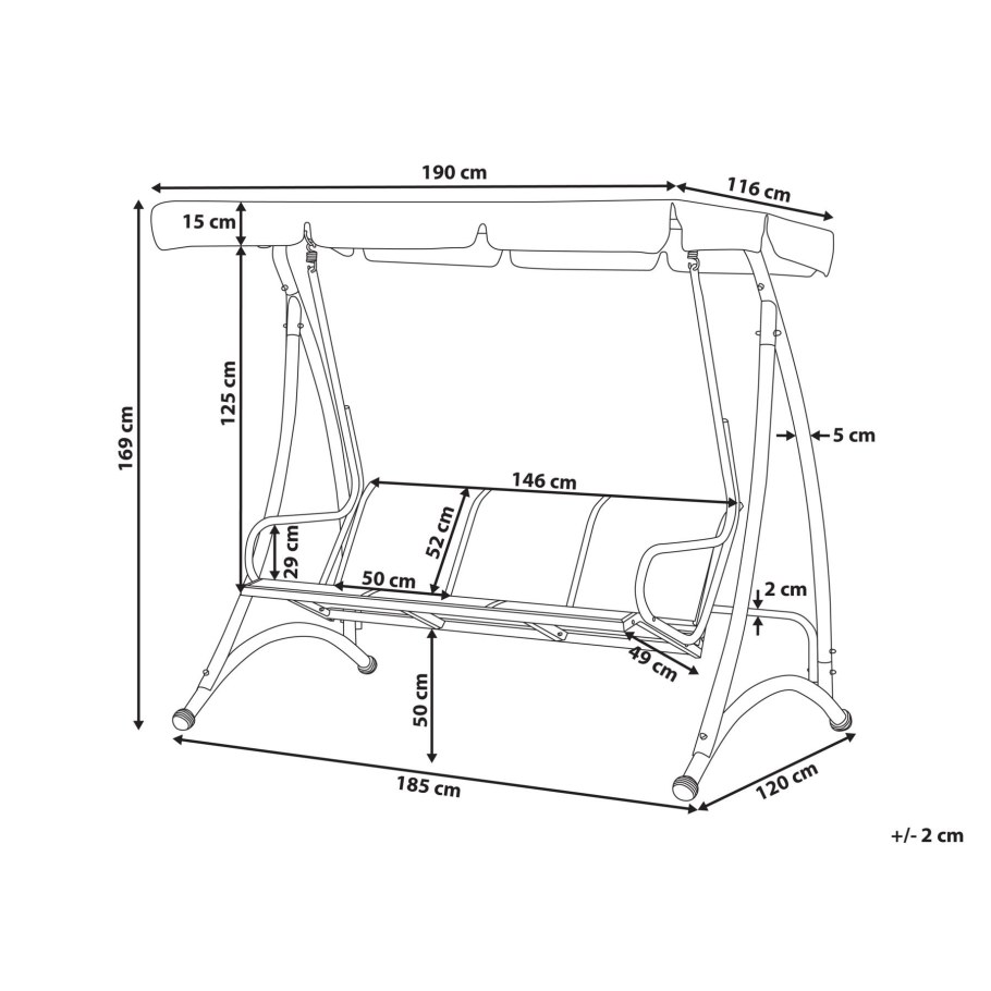 Качель Садовая из профильной трубы с чертежи размерами