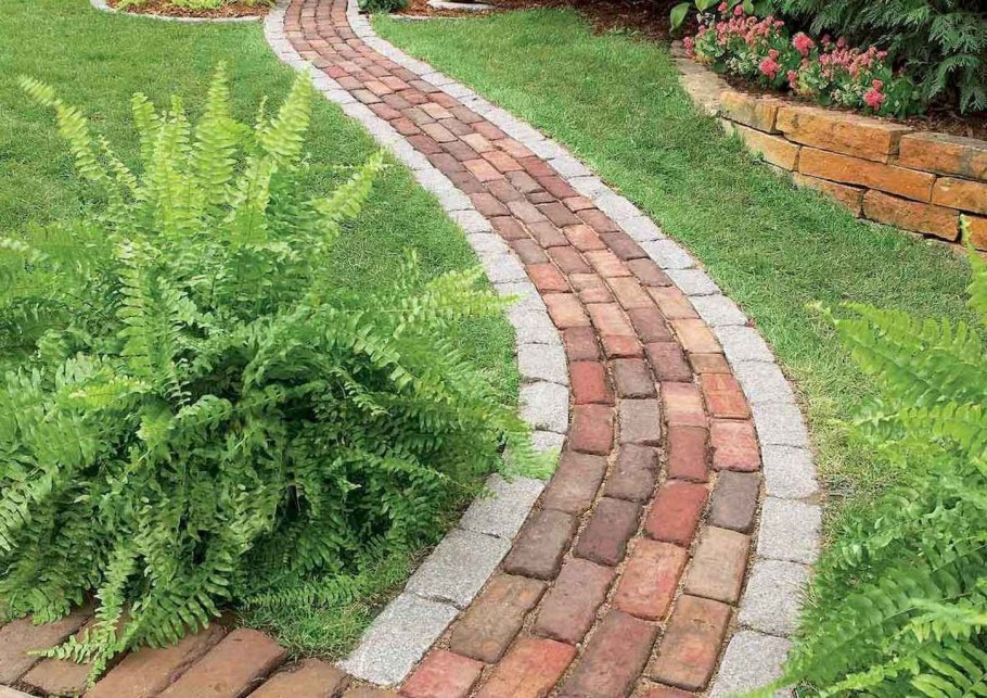 Дорожки в саду из кирпича