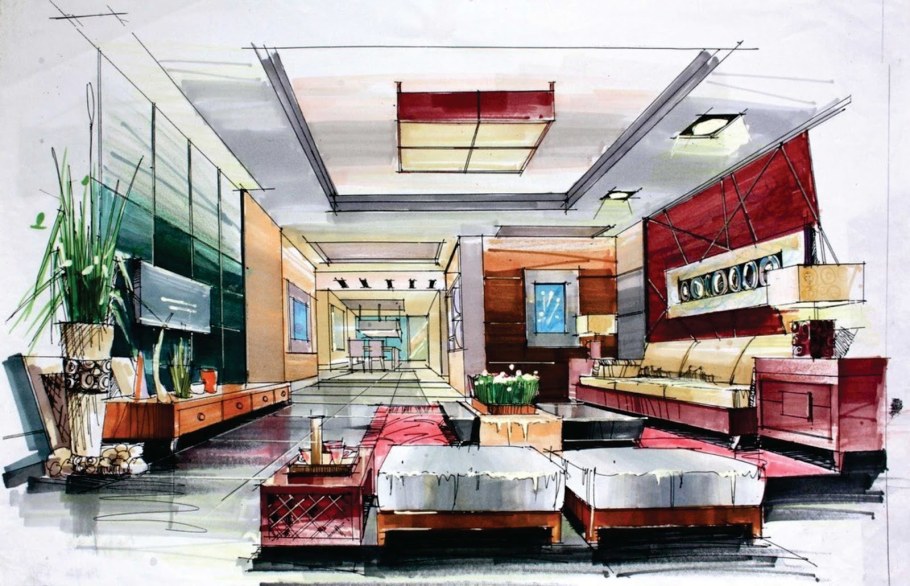 Дизайнерские скетчи интерьера