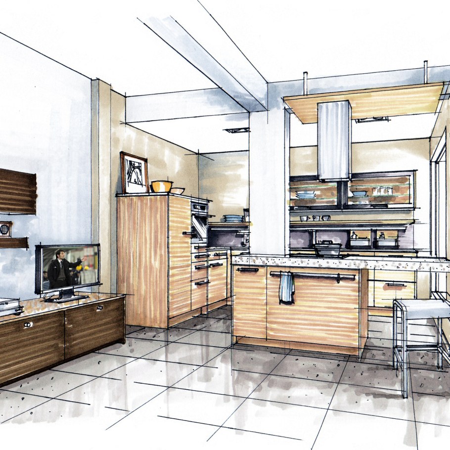 Эскиз современной кухни