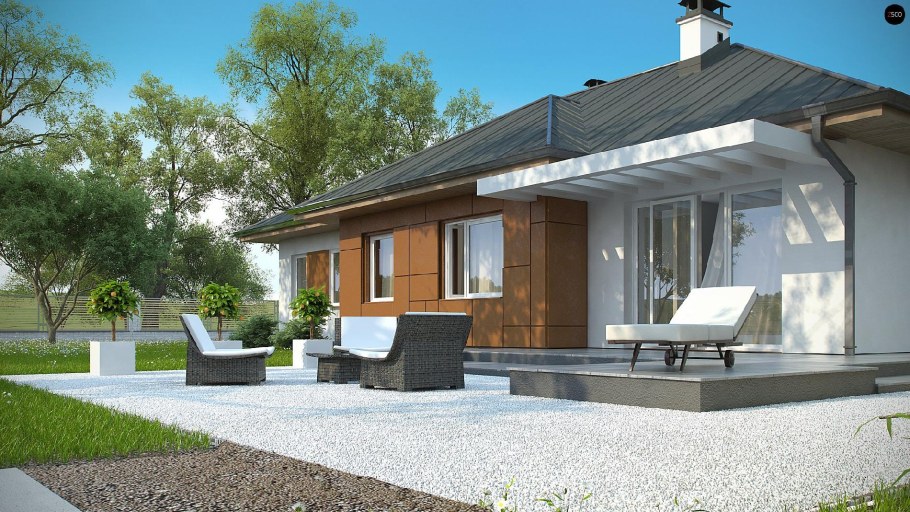 Красивый одноэтажный дом