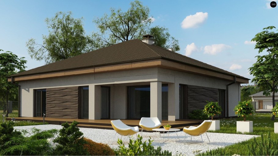 Дом z7 одноэтажный с террасой