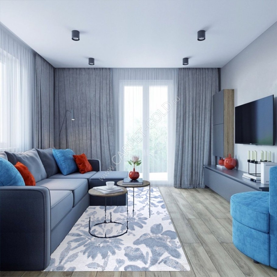 Гостиная в голубых тонах