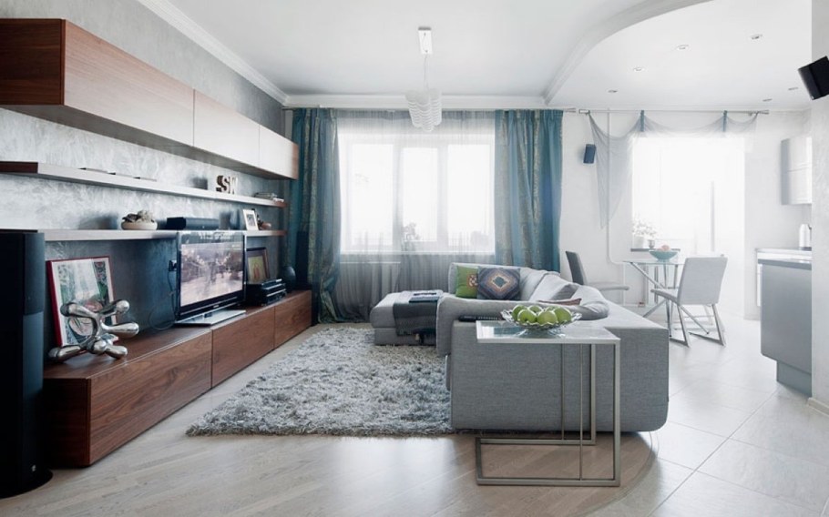 Гостиная в серых тонах