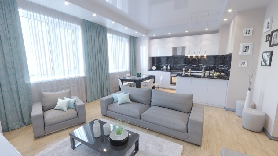 Кухни гостиные в серых тонах